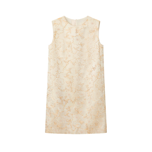 如意连云【菁曜】春款盘金刺绣圆领醋酸连衣裙女新中式盘扣旗袍裙