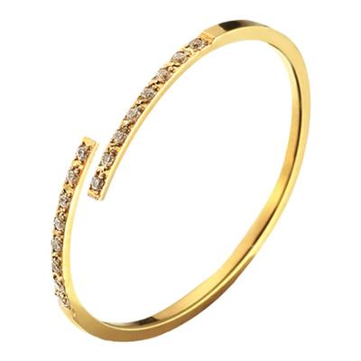 微镶锆石开口戒韩淑女时尚14K