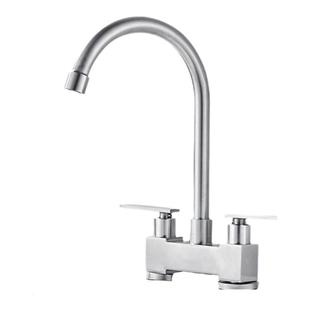 304不锈钢双孔双把水龙头老式洗脸盆洗手盆洗面盆冷热双控双开关