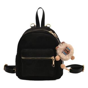 休闲复古麂皮绒女式双肩包2026新款精致迷你百搭后背包时尚小书包