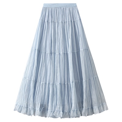 9361-温柔压褶大摆半身裙