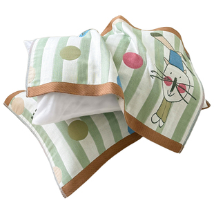 儿童全棉枕巾一对装40*60cm纯棉A类婴儿级四层纱布枕头巾防螨吸汗