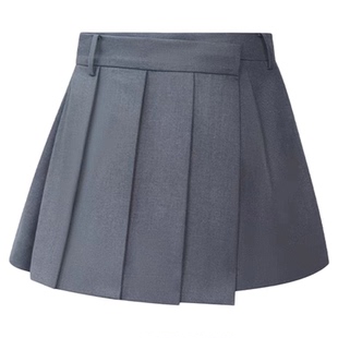 王心凌同款灰色不规则百褶裙女高腰显瘦防走光设计a字半身裙裤裙