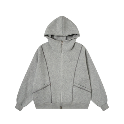 丛林老虎辑明线廓形开衫连帽卫衣