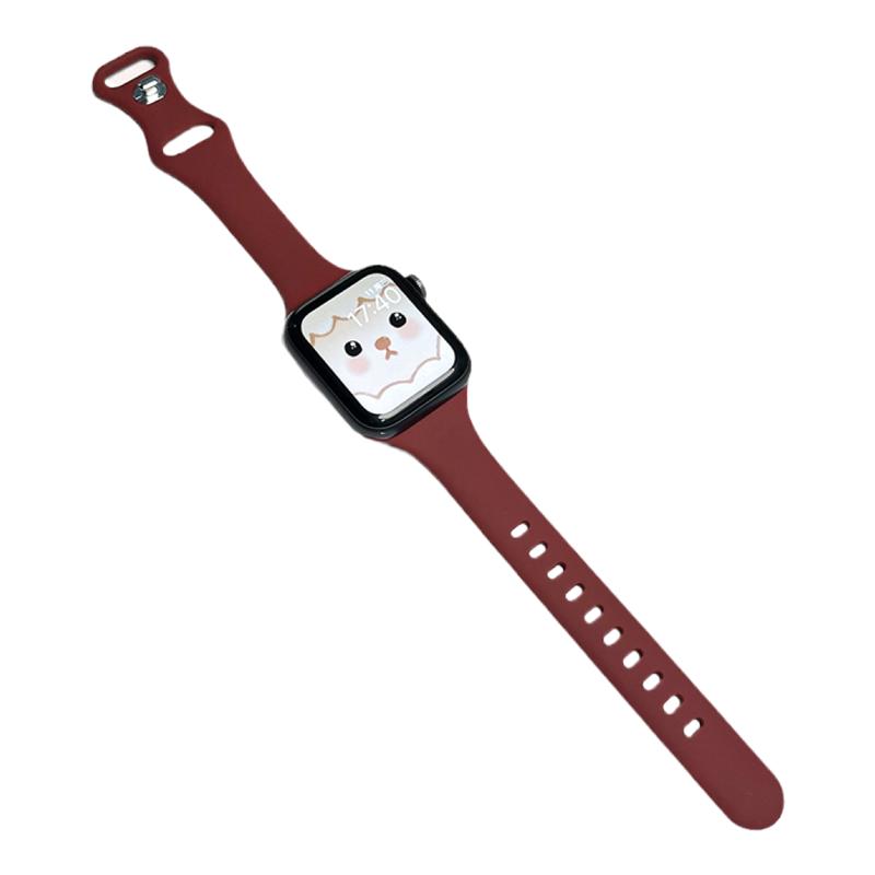 适用apple watch小蛮腰蝴蝶结硅胶S9/S8表带iwatch 7/6/5/4/3/2/SE苹果手表运动表带41mm/45mm超细女多色可选