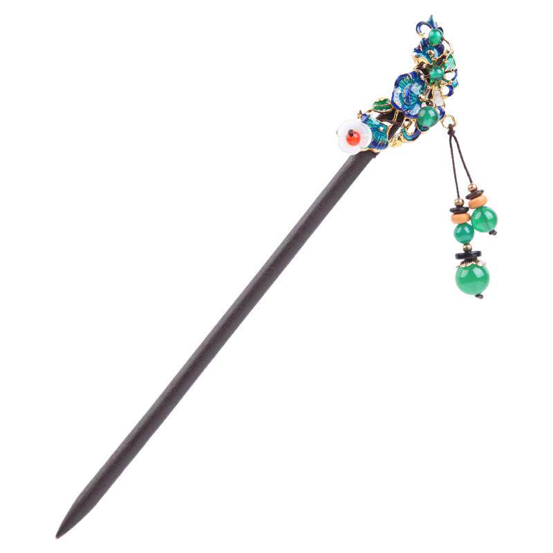 凤仪（饰品）盘发饰品景泰蓝花朵古典头饰女民族风发簪步摇簪子女