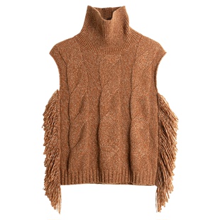 322WORKHOUSE叠穿高领针织绞花毛衣马甲背心女士2025秋冬新款B878