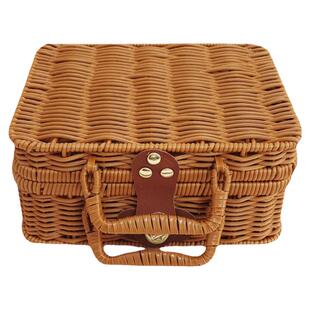 新年礼物收纳仿藤复古手提箱伴手礼品箱结婚生日回礼大小号道具箱