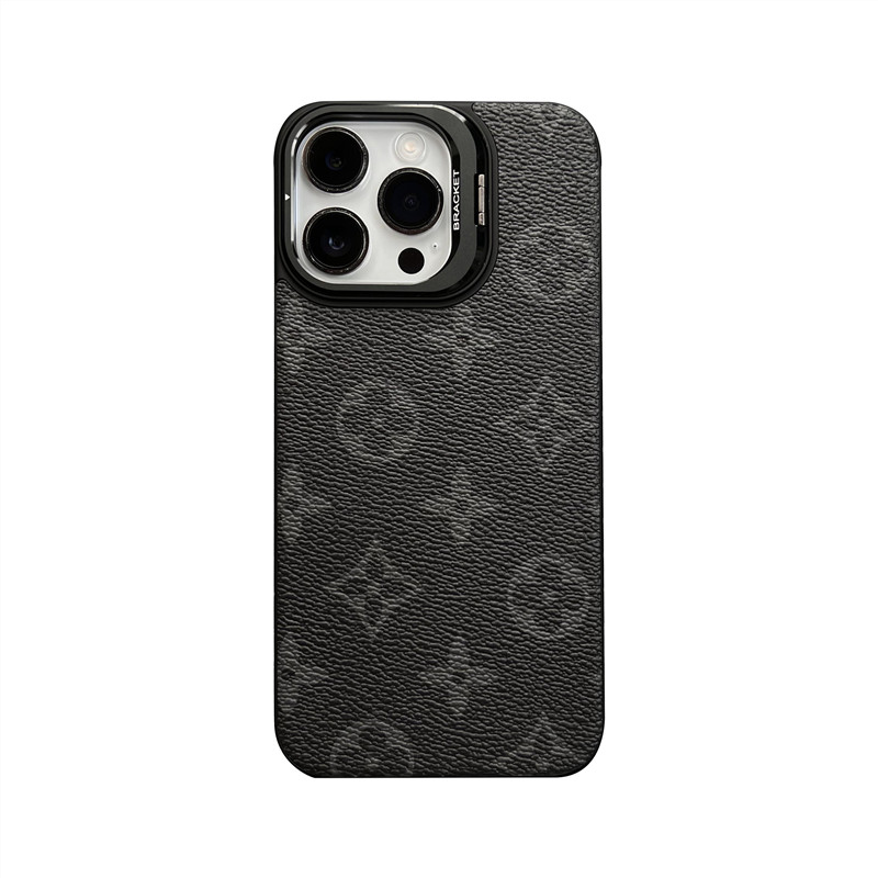 适用于iphone15max真皮超薄手机壳苹果16pro无边框保护壳13/14超精电镀带磁吸支架磨砂边潮流商务时尚新款壳