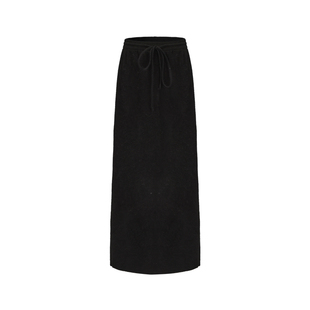 halfmoon设计师品牌LOOKNOW冬季新款黑色羊毛百搭半身裙长裙包臀