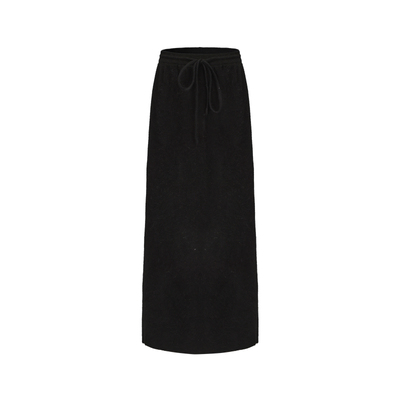 halfmoon设计师品牌LOOKNOW冬季新款黑色羊毛百搭半身裙长裙包臀