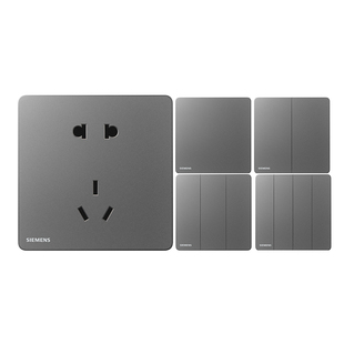 西门子插座开关睿宸深灰银色超薄86型一开双控五孔电脑家用面板