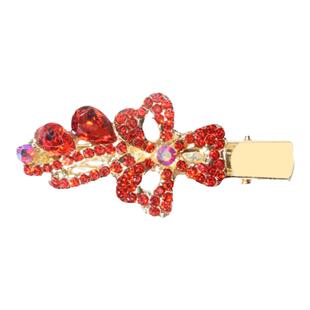 中式结婚头发夹子红色水钻头饰妈妈发夹可爱婆婆侧边压夹子刘海夹