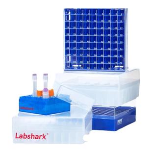Labshark塑料pp冻存盒pc81格冻存管盒冷冻盒50格100格实验室样品管盒防水型可放液氮环境赛默飞冻存收纳盒