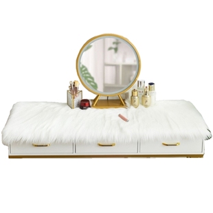 白色仿羊毛梳妆台垫橱窗装饰垫桌面布展台毯长毛绒流水台毛毛垫子