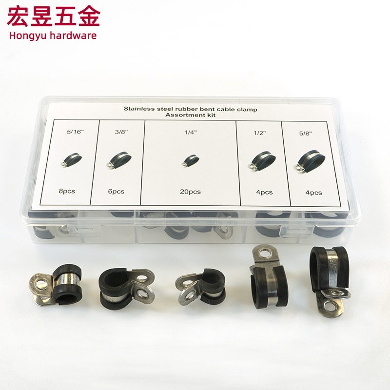 亚马逊42PCS盒装304不锈钢、夹套装胶垫绝缘管镀锌胶条卡箍