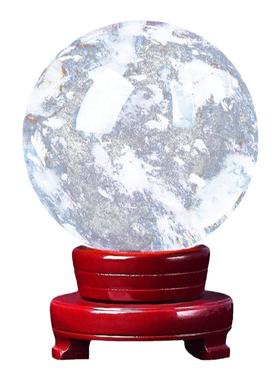 透明白水晶球摆件家居客厅玄关办公室装饰品送礼熔炼石打磨连云港