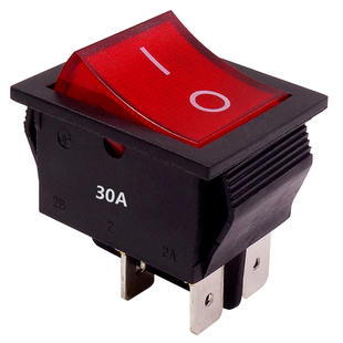 大电流船型开关KCD2 KCD4 6脚 黑红带灯 电源 电子开关 250V 30A