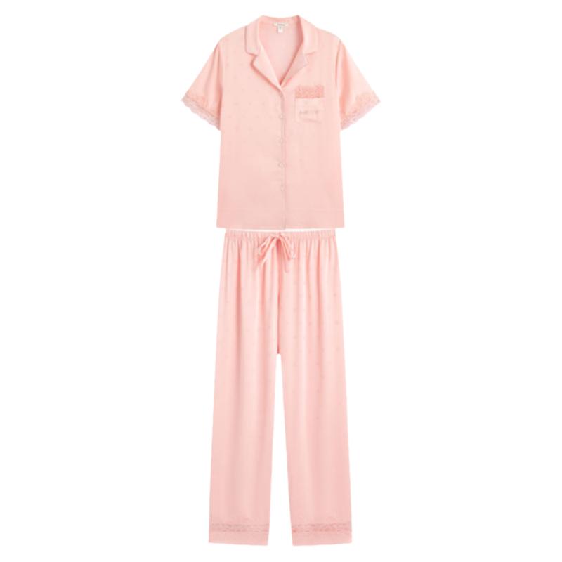 AMYDIMO/睡衣女2023年新款夏季薄款短袖仿真丝绸高级感家居服套装