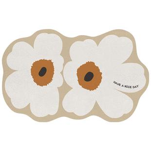 大江浴室地垫超吸水卫生间防滑脚垫子白色花朵厕所门口卫生间地毯