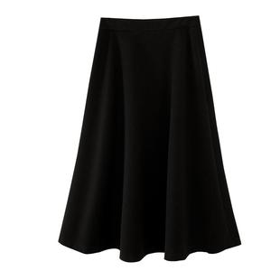 娅丽达高级仿毛呢黑色半身裙女冬季大码裙子通勤a字裙棕色长裙