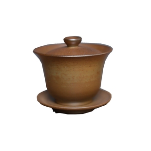 粗泥盖碗 云南龙窑柴烧原矿泡新老茶神器三才杯手工拉坯盖碗