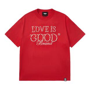 【官方正品】GOODBRAND 情侣装LOVE IS GOOD珍珠短袖T恤 男女同款