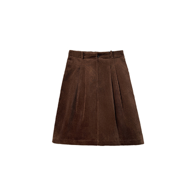 【一比Eby】经典复古百褶半身裙秋冬通勤灯芯绒A字裙中长裙251511