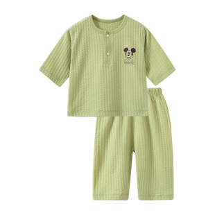 迪士尼婴儿夏季套装睡衣宝宝纯棉薄款儿童分体衣服男女童夏装秋衣