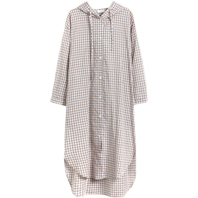 长棉衬衫纯棉格纹文艺田园H排扣