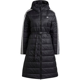 Adidas/阿迪达斯三叶草女子运动中长款保暖连帽棉服 HK5253