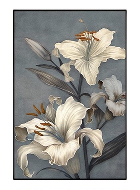 百合花卉过道装饰画高级感轻奢