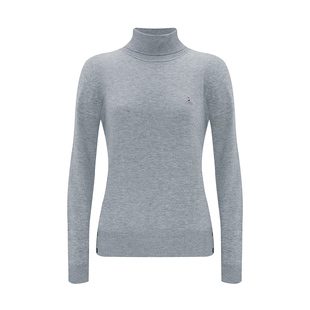 [羊毛]Navigare意大利小帆船秋季灰色打底针织衫女士休闲高领毛衣