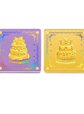 周大福生日蛋糕蝴蝶结皇冠黄金金章摆件送礼EOR1589/EOR1590