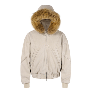 CATSSTAC座山雕二代加绒加厚外套男cleanfit重磅帆布水洗棉服夹克