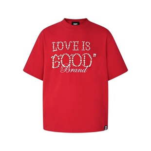 【GB-GOODBRAND】2024SS LOVE IS GOOD珍珠标语短袖T恤 明星同款