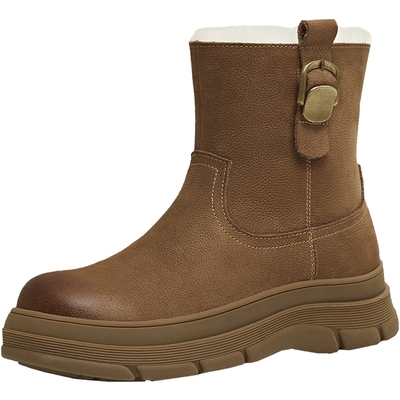 天美意户外休闲加绒保暖雪地靴棉鞋女鞋子时装靴短靴2025冬季新款