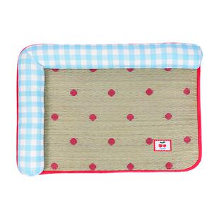 zeze格纹蔺草凉席猫垫子夏季凉感垫夏天降温凉垫狗狗清凉睡垫宠物