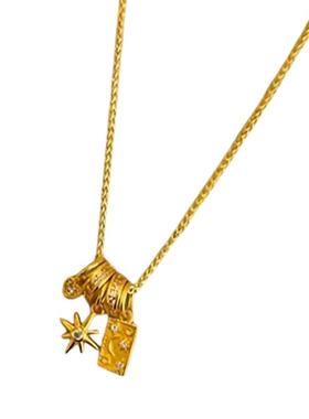 中古风金色星月神话项链配饰女2025新款高级感轻奢小众颈链锁骨链