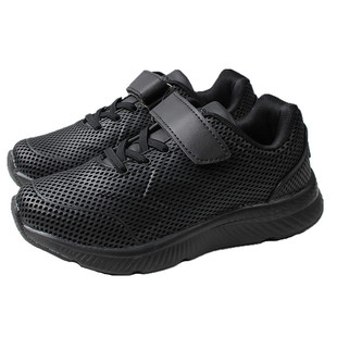 外贸单儿童黑白色透气防滑运动鞋男女童小黑鞋女童休闲鞋学生波鞋