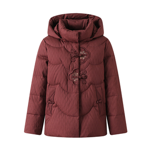 冬装洋气时尚中老年羽绒服老年人妈妈保暖女时尚连帽加厚外套