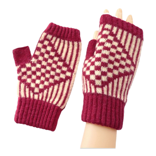 欧伊莱米秋冬韩版女士纯羊毛毛线半露指触屏打字开车骑行保暖手套