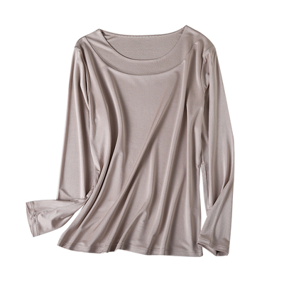 6A级100%桑蚕丝宽边圆领打底衫