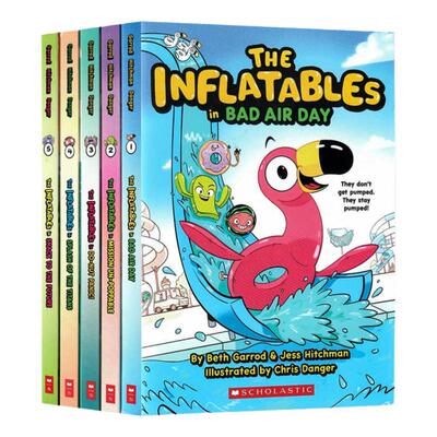 充气艇大作战5册全套 英文原版漫画 The Inflatables 1-5 The Inflatables in Bad Air Day 学乐桥梁漫画图像小说 儿童漫画章节书