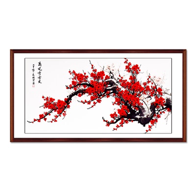 客厅卧室书房国画梅花洛阳花鸟水墨装饰挂画纯手绘真迹三尺横幅
