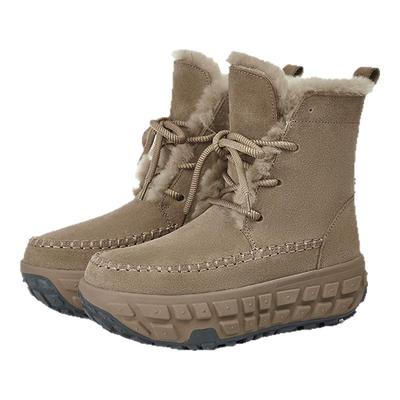 妙丽冬季雪地靴女加绒加厚真皮