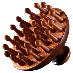 指环按摩檀木梳子天然圆盘头皮头部经络疏通毛囊养发神器头疗工具