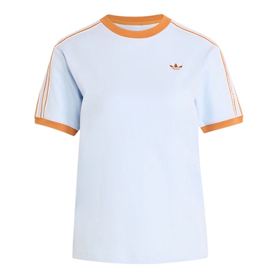 Adidas/阿迪达斯正品三叶草新款女浅蓝橙色经典亲肤短袖T恤KY8125