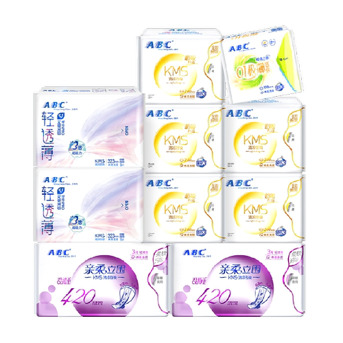 ABC卫生巾姨妈巾纯棉柔透气量大日夜用超长组合装【正品】
