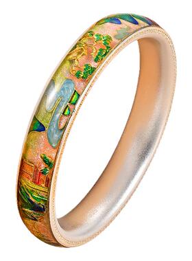 银千造江山如画足银999手镯